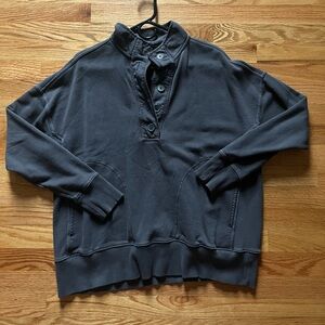 Aerie Dark Gray Button-Up Sweatshirt